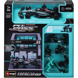 Bburago Formula 1 1:43 F1 Mercedes Amg W15 2024 Pit Pass Diorama George Russell 18/38452 (#63) 4893993018093