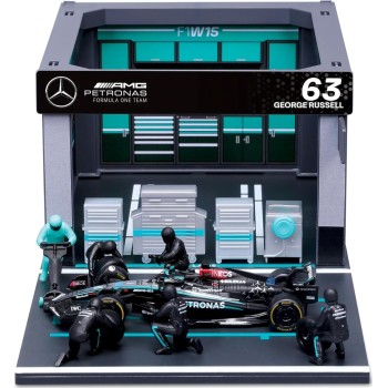 Bburago Formula 1 1:43 F1 Mercedes Amg W15 2024 Pit Pass Diorama George Russell 18/38452 (#63) 4893993018093