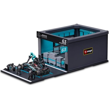 Bburago Formula 1 1:43 F1 Mercedes Amg W15 2024 Pit Pass Diorama George Russell 18/38452 (#63) 4893993018093