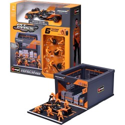 Bburago Formula 1 Pit Stop Mclaren Mcl38 20244 Norris, Playset With Diorama, 1:43 And 6 Mechanics, True To Detail, Mclaren Licen
