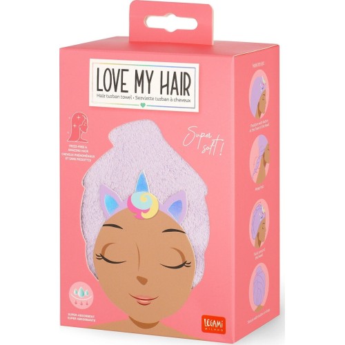 Legami Unicorn Hair Turban Towel - Love My Hair unicorn HTW0003 8052694023157