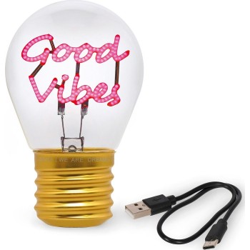 Legami Decorative Lightbulb-shaped Table Lamp - Good Vibes - Bulb Fiction good vib CLB0016 8052694027681