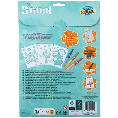 canenco Disney Stitch Stitch Blow Pens With 3 Stencils Set ST23363V1 8719668032576