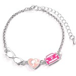 carat shop barbie - Βραχιόλι φυλαχτό charm bracelet with three enamelled classic charms - silhouette, glasses and corvette BMCB0