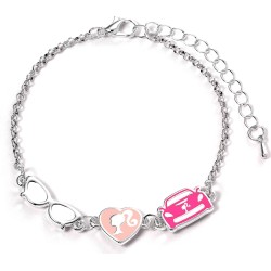 carat shop barbie - charm bracelet with three enamelled classic charms - silhouette, glasses and corvette BMCB0008 5055583452017