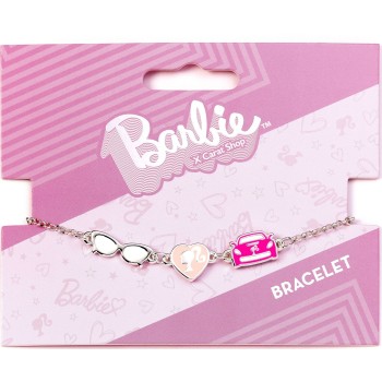 carat shop barbie - Βραχιόλι φυλαχτό charm bracelet with three enamelled classic charms - silhouette, glasses and corvette BMCB0
