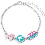 carat shop barbie - Βραχιόλι Φυλαχτό charm bracelet with three enamelled fun charms - silhouette, skate, and camper van BMCB0009