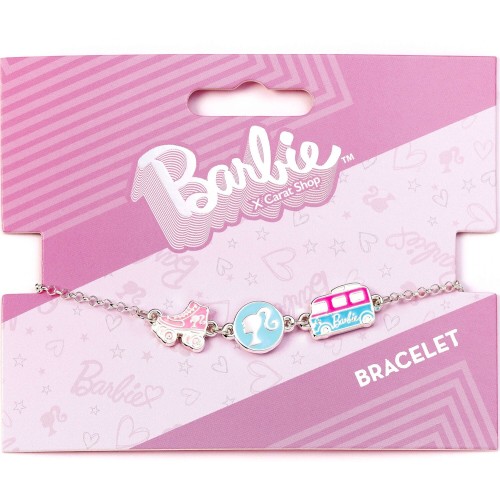 carat shop barbie - Βραχιόλι Φυλαχτό charm bracelet with three enamelled fun charms - silhouette, skate, and camper van BMCB0009