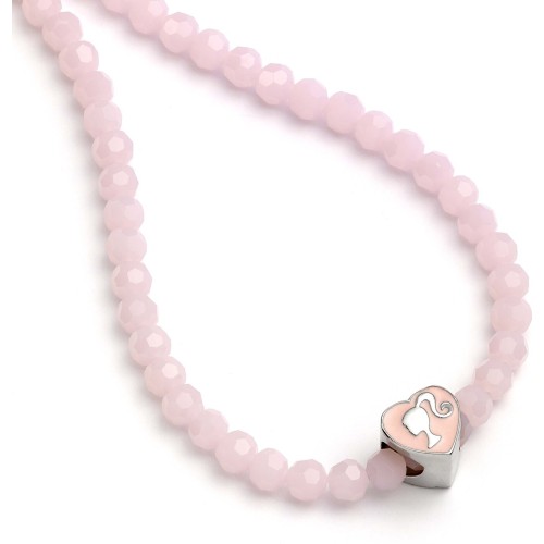 carat shop barbie - pink bead necklace with heart shaped bead charm BMN00006 5055583451997