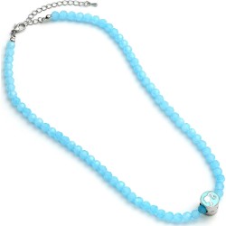 carat shop barbie - Κολιέ φυλαχτό με χάντρες blue bead necklace with round barbie - bead charm BMN00005 5055583451980