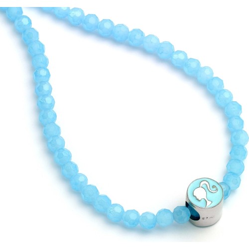 carat shop barbie - blue bead necklace with round barbie - bead charm BMN00005 5055583451980
