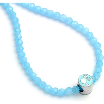 carat shop barbie - blue bead necklace with round barbie - bead charm BMN00005 5055583451980