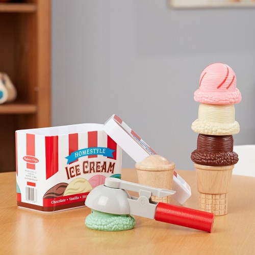 Melissa and Doug pretend play: wood scoop & stack - ice cream playset (6074871) 6074871 681147005228