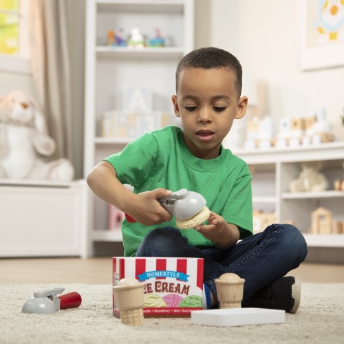 Melissa and Doug pretend play: wood scoop & stack - ice cream playset (6074871) 6074871 681147005228