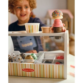 Melissa and Doug pretend play: wood - scoop & serve ice-cream counter play set (6074905) 6074905 681147005563