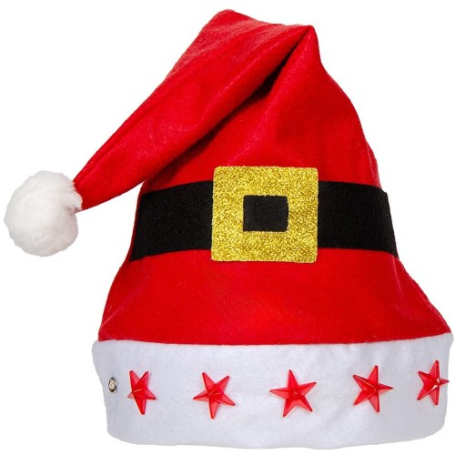 Christakopoulos Σκούφος Άη Βασίλη 30x40εκ. με Φωτάκια Αστεράκια LED 22083 5212054705946