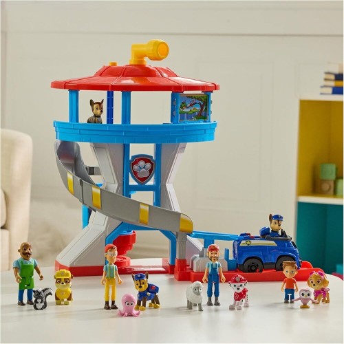Spin Master paw patrol lookout tower, 50,8 cm tower with chase action figures, rescue vehicle and launcher,  toys for boys and g