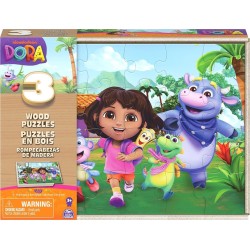 Spin Master Dora the Explorer spin  games, dora wooden jigsaw puzzles set of 3 - 24 pieces each - kids pu 6071059 681147034679