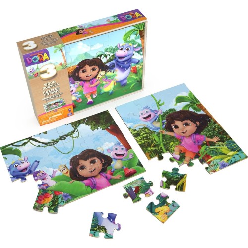 Spin Master Dora the Explorer spin games, dora ξύλινα παζλ σετ 3 - 24 τεμαχίων το καθένα 6071059 681147034679