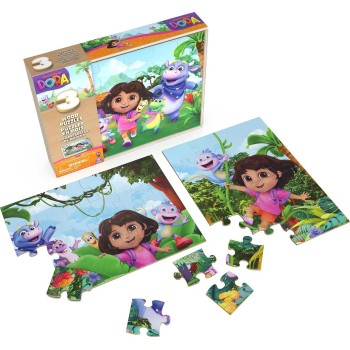 Spin Master Dora the Explorer spin games, dora ξύλινα παζλ σετ 3 - 24 τεμαχίων το καθένα 6071059 681147034679