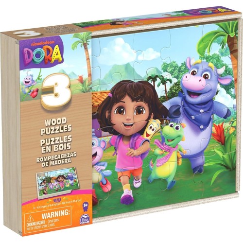 Spin Master Dora the Explorer spin games, dora ξύλινα παζλ σετ 3 - 24 τεμαχίων το καθένα 6071059 681147034679