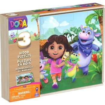 Spin Master Dora the Explorer spin games, dora ξύλινα παζλ σετ 3 - 24 τεμαχίων το καθένα 6071059 681147034679