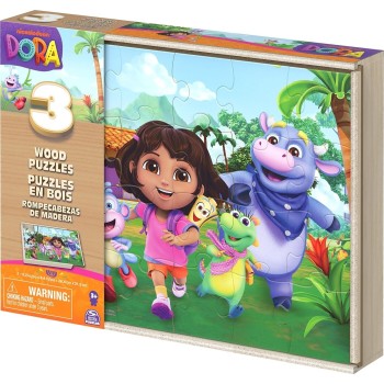 Spin Master Dora the Explorer spin games, dora ξύλινα παζλ σετ 3 - 24 τεμαχίων το καθένα 6071059 681147034679