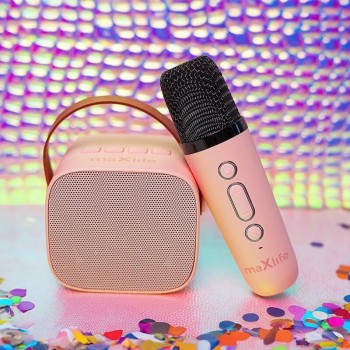 Maxlife Karaoke Machine Mxks-100 Φορητό Ηχείο Bluetooth Με Ασύρματο Μικρόφωνο Για Παιδιά Ενήλικες Καραόκε Σε Ροζ Χρώμα MXKS-100P