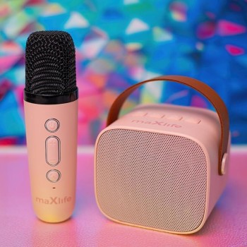 Maxlife Karaoke Machine Mxks-100 Φορητό Ηχείο Bluetooth Με Ασύρματο Μικρόφωνο Για Παιδιά Ενήλικες Καραόκε Σε Ροζ Χρώμα MXKS-100P