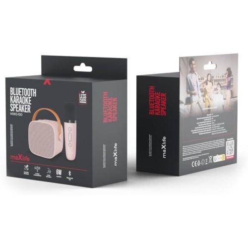 Maxlife Karaoke Machine Mxks-100 Φορητό Ηχείο Bluetooth Με Ασύρματο Μικρόφωνο Για Παιδιά Ενήλικες Καραόκε Σε Ροζ Χρώμα MXKS-100P