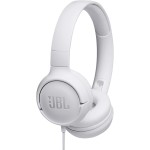 JBL Tune 500 on-ear headphones with cable - white - earphones with 1-button remote control, integrated microphone and voice assi