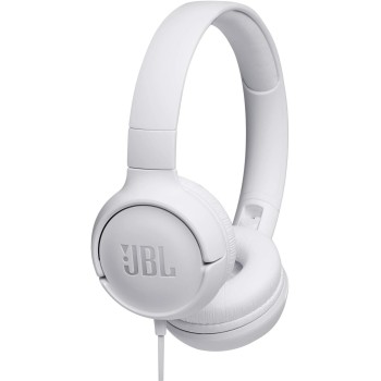 JBL Tune 500 on-ear headphones with cable - white - earphones with 1-button remote control, integrated microphone and voice assi