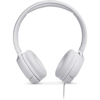 JBL Tune 500 on-ear headphones with cable - white - earphones with 1-button remote control, integrated microphone and voice assi