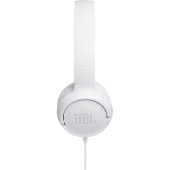 JBL Tune 500 on-ear headphones with cable - white - earphones with 1-button remote control, integrated microphone and voice assi