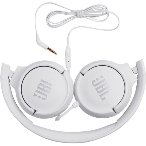 JBL Tune 500 on-ear headphones with cable - white - earphones with 1-button remote control, integrated microphone and voice assi