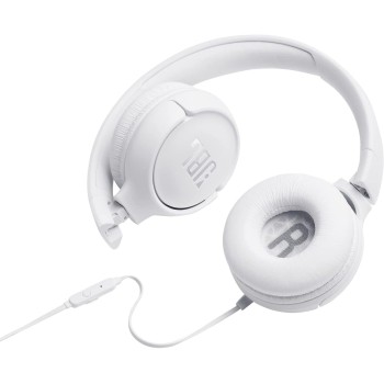 JBL Tune 500 on-ear headphones with cable - white - earphones with 1-button remote control, integrated microphone and voice assi