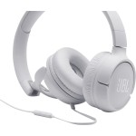 JBL Tune 500 on-ear headphones with cable - white - earphones with 1-button remote control, integrated microphone and voice assi