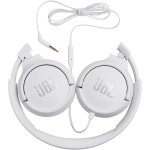JBL Tune 500 on-ear headphones with cable - white - earphones with 1-button remote control, integrated microphone and voice assi