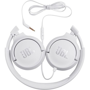 JBL Tune 500 on-ear headphones with cable - white - earphones with 1-button remote control, integrated microphone and voice assi