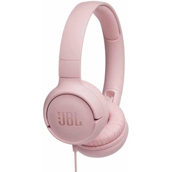 JBL Tune 500 on-ear headphones with cable - pink - earphones with 1-button remote control, integrated microphone and voice assis