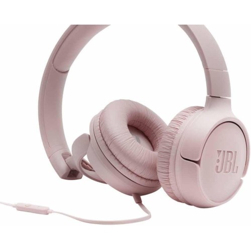 JBL Tune 500 on-ear headphones with cable - pink - earphones with 1-button remote control, integrated microphone and voice assis