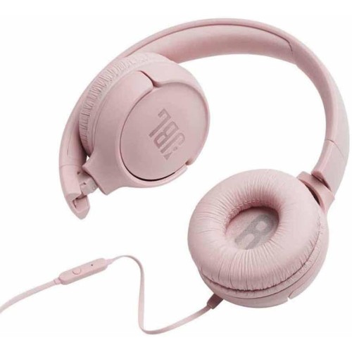 JBL Tune 500 on-ear headphones with cable - pink - earphones with 1-button remote control, integrated microphone and voice assis