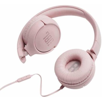 JBL Tune 500 on-ear headphones with cable - pink - earphones with 1-button remote control, integrated microphone and voice assis