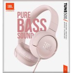 JBL Tune 500 on-ear headphones with cable - pink - earphones with 1-button remote control, integrated microphone and voice assis