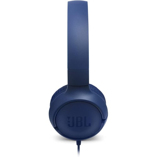 JBL Tune500 on-ear headphones with cable in blue - earphones with 1-button remote control, integrated microphone and voice assis