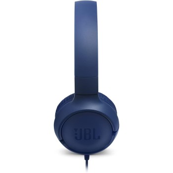 JBL Tune500 on-ear headphones with cable in blue - earphones with 1-button remote control, integrated microphone and voice assis