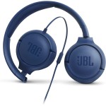 JBL Tune500 on-ear headphones with cable in blue - earphones with 1-button remote control, integrated microphone and voice assis