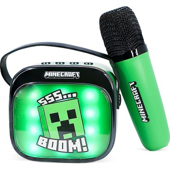 otl technologies φορητό ηχείο otl  - minecraft popsing karaoke speaker and microphone, πράσινο  5055371631358