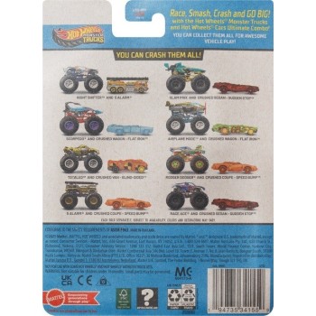 Mattel hot wheels monster trucks όχημα με αυτοκινητακι hw mt die-cast and truck 1 GRH81 / JJT52 194735341559