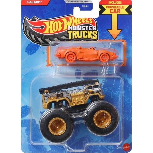 Mattel Hot Wheels Monster Truck & Car, 1:64 Scale Die-cast Truck & Car (2 Vehicles) (styles May Vary) GRH81 / JJT59 194735341528